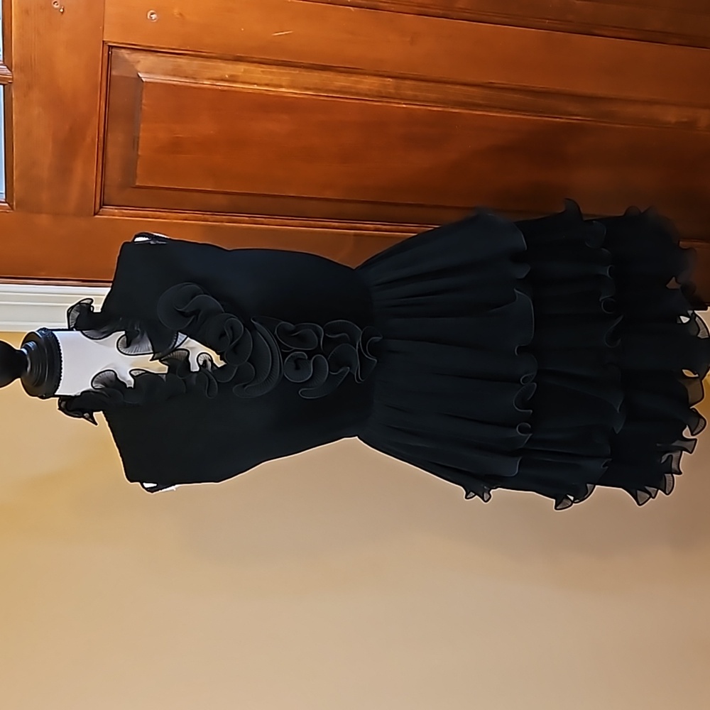 EMMA DOMB DRESS 50s VINTAGE RUFFLE 3 TIER BLACK